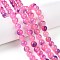 Dyed Natural White Jade Beads Strands, Two Tone, Round, Hot Pink, 8x8mm, Hole: 0.9mm, about 47~48pcs/strand, 15.16~15.72''(38.5~39.3cm)
