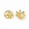 Brass Beads Caps, Multi-Petal, Cadmium Free & Lead Free, Flower, Real 24K Gold Plated, 8.5x3.5mm, Hole: 1mm