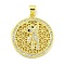 Rack Plating Brass Micro Pave Clear Cubic Zirconia Pendants, Long-Lasting Plated, Cadmium Free & Lead Free, Flat Round with Bear, Real 18K Gold Plated, 25x22.5x3.5mm, Hole: 3.5x4.5mm