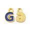 Alloy Enamel Pendants, Matte Gold Color, Letter Charm, Nickel Free, Letter G, 10x6.5x1.5mm, Hole: 1.6mm