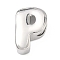 Brass Initial Beads, Platinum, Long-Lasting Plated, Rack Plating, Lead Free & Cadmium Free, Letter P, 21.5x14.5x7mm, Hole: 8.5x4mm