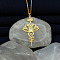 Alloy Hollow Cut Yoga Lotus Flower Pendant Necklaces for Women, Golden, 18.50~19.69 inch(47~50cm)