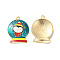 Christmas Alloy Enamel Pendants, Golden, Crystal Ball with Penguin Charm, Cadet Blue, 26x20x3mm, Hole: 1.8mm