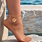 Flower Alloy Charm Twisted Chain Anklets for Women, Golden, 7-7/8 inch(200mm)