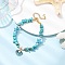 Synthetic Turquoise Chips & Starfish & Shell Pearl Beads Bracelets, Zinc Alloy Enamel Shell Charm Bracelets, 7-7/8 inch(20cm)