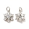 Rack Plating Brass Micro Pave Cubic Zirconia Pendants, Long-Lasting Plated, Cadmium Free & Lead Free, with Jump Ring, Snowflake Charm, Platinum, 15.5x11x4mm, Hole: 4mm
