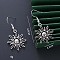 Brass & Alloy Dangle Earrings, Antique Silver, Sun, 45x23mm