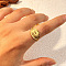 304 Stainless Steel Cuff Rings, Open Rings, Golden, Evil Eye, 12.5mm