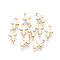 Brass Charms, Nickel Free, Real 18K Gold Plated, Cross, 12x7x2mm, Hole: 1mm