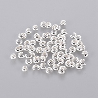 Покрынные серебряным цветом латунные крышки конца обжимных шариков для делать ювелирных изделий&nbsp;X-KK-H289-NFS-NF