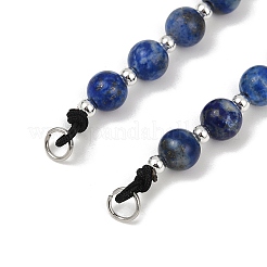 Натуральный лазурит круглый бисер регулируемый плетеный полиэстеровый шнур изготовление браслета&nbsp;AJEW-JB01325-01