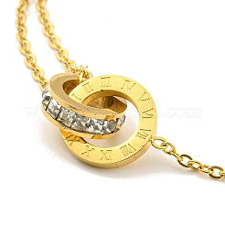 Переплетенные кольца со стразами и кристаллами&nbsp;BJEW-D030-15G