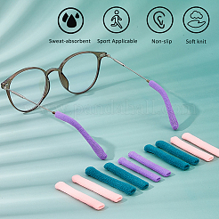 12 пара двухцветных плюшевых тканевых очков с держателями для ушей&nbsp;AJEW-FH0006-86