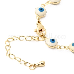 Изготовление браслета из звеньев цепочки с синим «злым глазом» из латуни и акрила.&nbsp;MAK-K024-20G