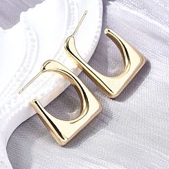 Трапециевидные латунные серьги-гвоздики&nbsp;EJEW-S261-03G