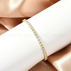 Теннисный браслет из прозрачного кубического циркония&nbsp;X-BJEW-A132-02G