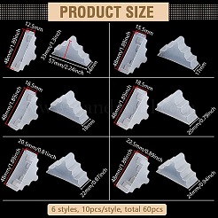 60 шт. 6 стиля треугольные пластиковые мебельные уголки&nbsp;AJEW-BC0007-84B