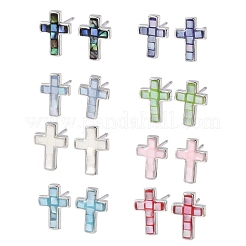 Серьги-гвоздики с латунной эмалью в форме креста&nbsp;EJEW-I322-03P