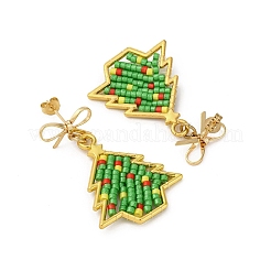 Серьги-гвоздики из латуни в форме рождественской елки&nbsp;EJEW-MZ00496-02