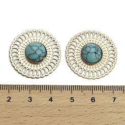 Латунные синтетические бирюзовые кабошоны&nbsp;KK-Z088-07G-02