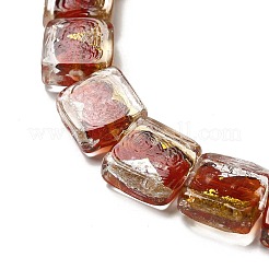 Бусины ручной работы из золотой и серебряной фольги в технике лэмпворк&nbsp;FOIL-C001-01B-02