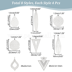 32 шт. 8-х стилевые латунные филигранные подвески&nbsp;KKC-UN0001-04