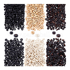 2400 шт. 6-х цветные бусины из натурального дерева&nbsp;WOOD-PH0003-29