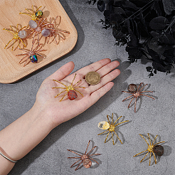 10 шт. украшения в виде паука из сплава натуральных и синтетических драгоценных камней&nbsp;DJEW-WR0001-13