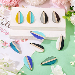 10 шт. подвески из прозрачной и непрозрачной смолы и дерева 5 цветов&nbsp;RESI-TA0004-65