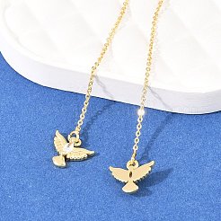 Серьга-нить из латуни с микропаве и прозрачными кубическими циркониями.&nbsp;EJEW-H182-11G