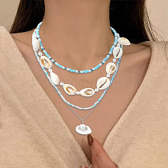 Комплект ожерелий из сплава и искусственного жемчуга&nbsp;NJEW-WH20007-02B