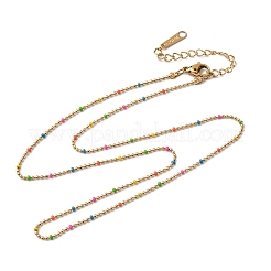 Женские ожерелья из нержавеющей стали 304 с разноцветной эмалью в виде шариков&nbsp;NJEW-K255-44G