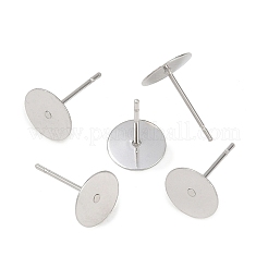 Фурнитура для сережек-гвоздиков из не тускнеющей нержавеющей стали 304 с плоским круглым пустым штифтом&nbsp;A-STAS-S028-37