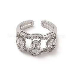 Открытые манжеты из латуни с микропаве кубический цирконий RJEW-R146-16B-P