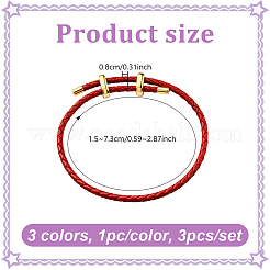 3шт 3-х цветные кожаные плетеные шнуры-браслеты&nbsp;BJEW-GO0001-19