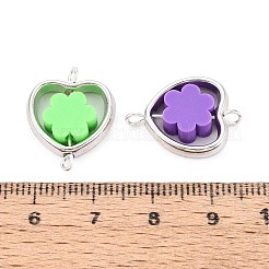 Бусины-цветы из полимерной глины с пластиковой рамкой-сердечком CCB&nbsp;CLAY-T022-28M