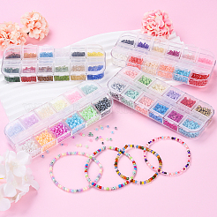 48 г двухцветные прозрачные стеклянные бусины&nbsp;SEED-YW0002-72