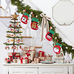 12 шт. 4 стиля тканевый рождественский чулок подарочный мешок подвеска украшение&nbsp;FIND-SP0020-60B