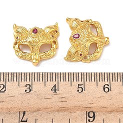 Подвески-коннекторы в виде маски лисы из латуни с микропаве из ярко-розового кубического циркония&nbsp;X-KK-H526-11G-01