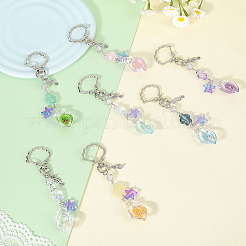 7 шт. 7-цветные светящиеся прозрачные акриловые и стеклянные подвесные украшения&nbsp;HJEW-SC00105