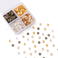 1600шт 4 цвета 8-лепестковые железные колпачки для бусин&nbsp;IFIN-CJ0001-64