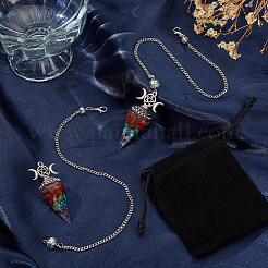 2 шт. подвеска-маятник для биолокации из драгоценных камней и смолы оргонита&nbsp;AJEW-SC0003-25