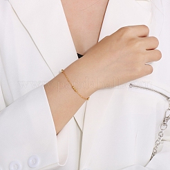 Браслеты-цепочки из круглой бусины из нержавеющей стали 304 для женщин&nbsp;LS-BJEW-D033-01G