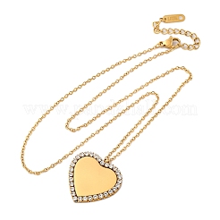 Ожерелья с подвесками из нержавеющей стали 304 с микропаве из кубического циркония для женщин&nbsp;NJEW-Z065-08G-04