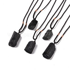 Регулируемые ожерелья с подвесками из натурального черного турмалина&nbsp;NJEW-P254-01