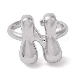 Латунное открытое кольцо-манжета для женщин с инициалами&nbsp;RJEW-N046-02N-P