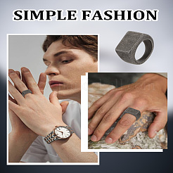 1 шт. прямоугольные кольца из нержавеющей стали в античном стиле для мужчин&nbsp;RJEW-LP0001-42