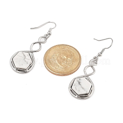 Шестиугольные серьги-подвески из натурального говлита&nbsp;EJEW-K298-01P-05