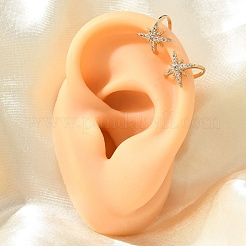 Серьги-каффы из латуни с прозрачным кубическим цирконием&nbsp;EJEW-Q025-05G