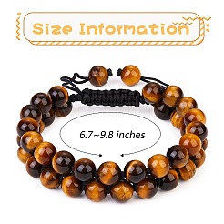 Браслет из натуральных бусин тигровый глаз&nbsp;BJEW-SW00001-11